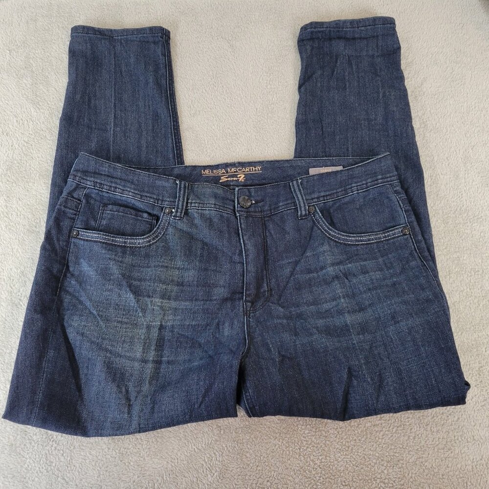 Seven7 Melissa McCarthy 18 Plus Skinny Jeans Dark Blue Slimming Stretch SKI23E